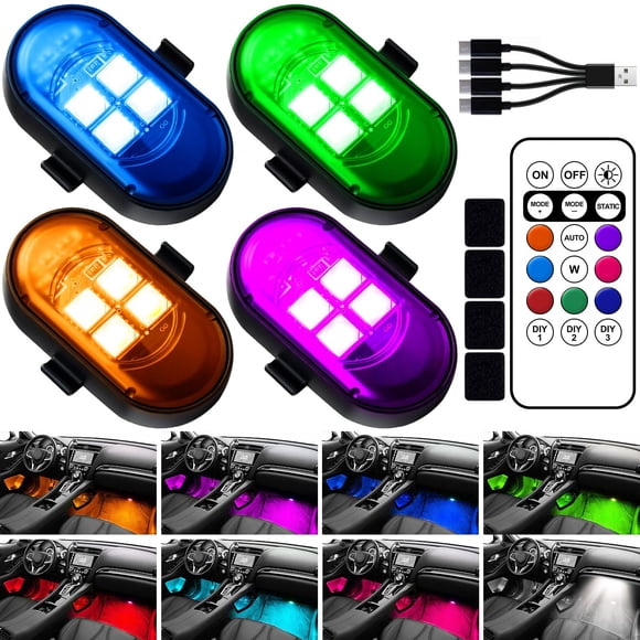 Luces LED inalámbricas para auto Hemei9319, 8 colores, control remoto