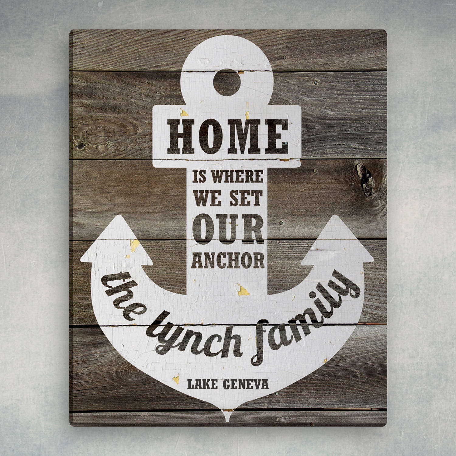 Home Is Where We Set Our Anchor Personalized 11" x 14" or 16 x 20 Canvas