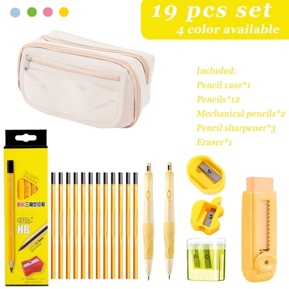 Tarmeek Pencil Pouch Large Capacity Cloth Pencil Case Boxes Hard Pencil Case Crayon Box with Snap-tight Lid Plastic Pencil Boxes Office Supply Boxes Yellow