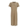 thumbnail image 2 of Women's Casual Summer Dress Short Sleeve Crewneck Split Side Midi Basic Trendy Daily Outfits Comfortable Flowy Stylish, 2 of 2