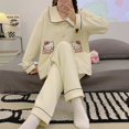 thumbnail image 2 of Hello Kitty Ensemble de Pyjamas en Coton à Manches Longues pour Femmes - Automne/hiver Épaissi Imprimé Dessin Animé Portable à l'Extérieur, 2 of 5