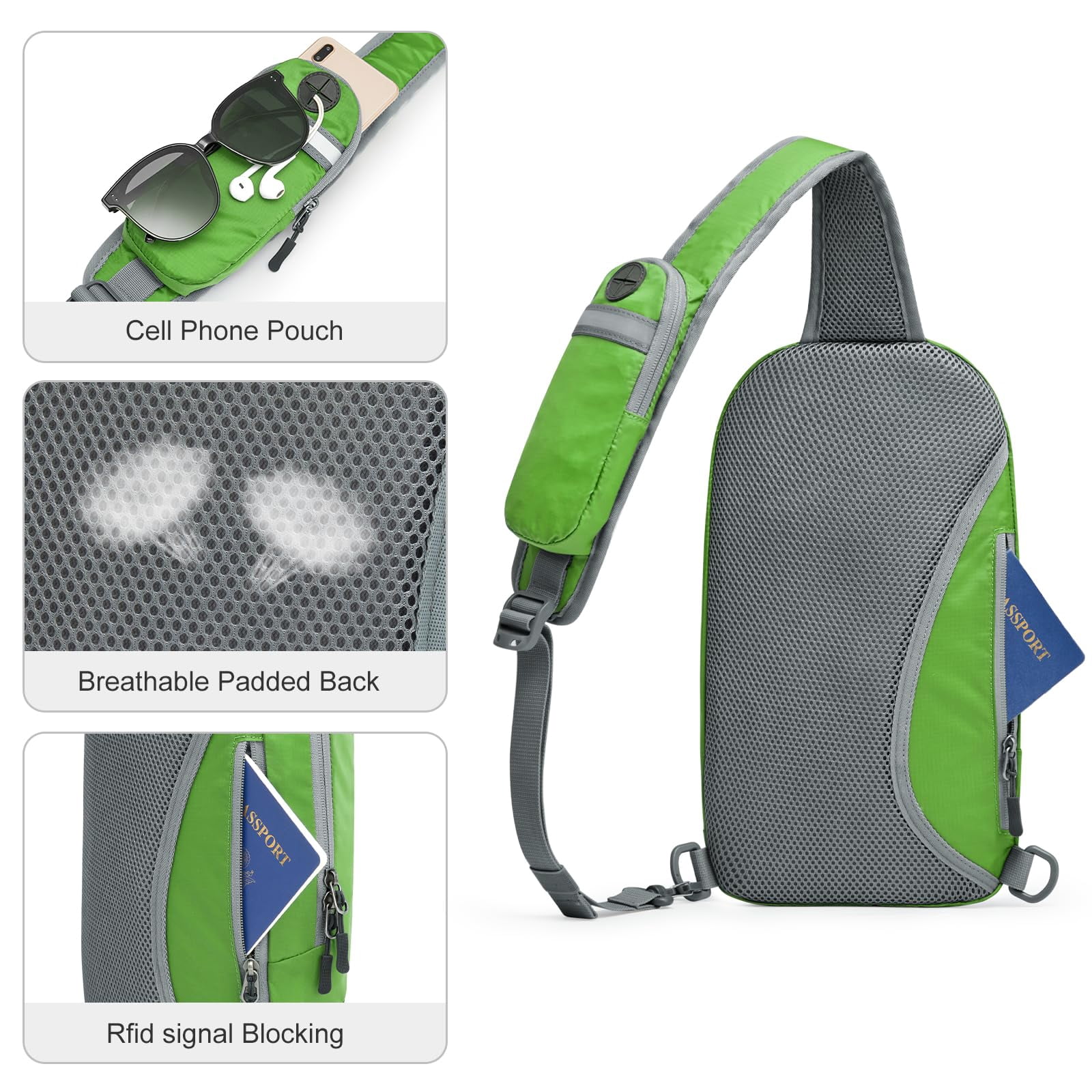 G4Free Sling Bag RFID Blocking Crossbody Backpack with Front Pocket Hiking Daypack Chest Bag for Women Men