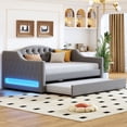 thumbnail image 5 of Luckynote Full XL Upholstered Daybed, with Trundle and LED Lights, Gray, 5 of 10