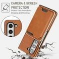 thumbnail image 4 of Allytechgroup 2 in 1 Wallet Case for Samsung Galaxy Z Fold 7, Detachable Magnetic Cards Slots Shockproof Wireless Charging Support Anti-Scratch PU Leather Phone Cover for Galaxy Z Fold 7, Brown, 4 of 7