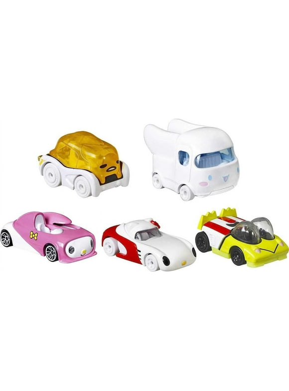 Hot Wheels Sanrio Set of 5 Character Toy Cars, Collectible Vehicles Including Hello Kitty