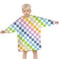 thumbnail image 3 of Pastel Color Checkered Pattern Blanket Hoodies for Kids 6-13YR Oversize Wearable Blanket Hoodies for Boys Girls Teens, 3 of 7