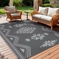 thumbnail image 7 of SIXHOME 8x10 Feet Waterproof Outdoor Rug - Reversible Gray Plastic Patio Mat, Non-Slip Durable Moroccan Geometric Design for Camping, RV, Balcony, Porch, Picnic, 7 of 7