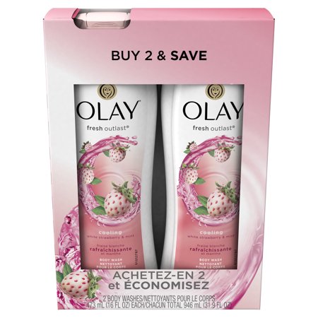 Olay Fresh Outlast Cooling White Strawberry & Mint Body Wash 16 oz Twin