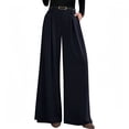 thumbnail image 2 of Dwellite Womens Wide Leg Trousers 2026 Elastic High Waisted Dress Pants Pleated Slacks Flowy Business Work Palazzo Pants Dark Blue 2XL, 2 of 7