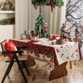 thumbnail image 2 of Fennco Styles Christmas Tree & Deer Holiday Tablecloth 56" X 56" – Burgundy Festive Dining Table Cover for Christmas Parties & Winter Gatherings, 2 of 7