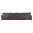 thumbnail image 3 of 110" Oversized U-Shaped Sofa, Modern Sectional Sofa with Soft Padded Seat, 4 Seat Modular Sofa Couches with 2 Chaise Lounges & Golden Metal Legs, 800lbs Capacity, for Living Room, Gray, 3 of 7