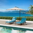 thumbnail image 1 of Ensemble de 2 Chaises Longues de Patio Résistantes aux Intempéries – Fauteuils Inclinables en Osier à 5 Positions Réglables avec Coussins et Oreiller, pour Bord de Piscine, Terrasse, Cour Arrière, Jardin – Bleu Paon, 1 of 8