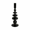 thumbnail image 6 of Decorative Glass Candle Holder for Taper Candles - Modern Candlestick Holder with Disc and Sphere Design for Table Decor - Pair with Gold Centerpieces for Tables and Living Room Display - 11", Black, 6 of 11