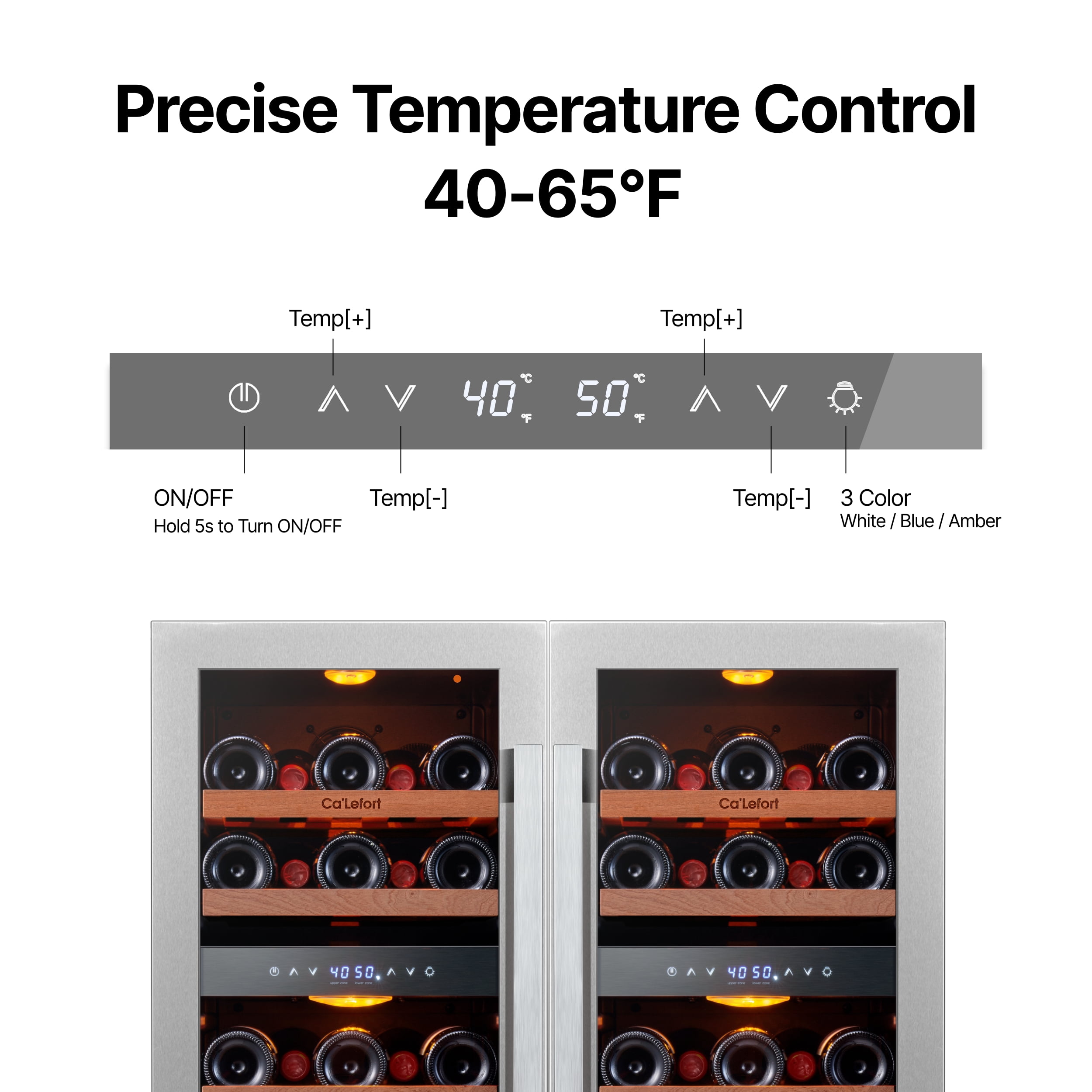 Ca'Lefort 30 inch Wine Fridge,56 Bottle Dual Zone Wine Cooler Refrigerator,Freestanding & Built-in with Stainless Steel frame for Kitchen Office