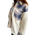 thumbnail image 3 of Womens Plaid Brushed Flannel Shacket Sherpa Patchwork Button Down Shirt, 3 of 6