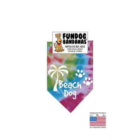 Dog Bandana Small MINI Fun Dog Bandana - Beach Dog - Miniature Size for Small Dogs under 20 lbs, tie dye pet scarf ()