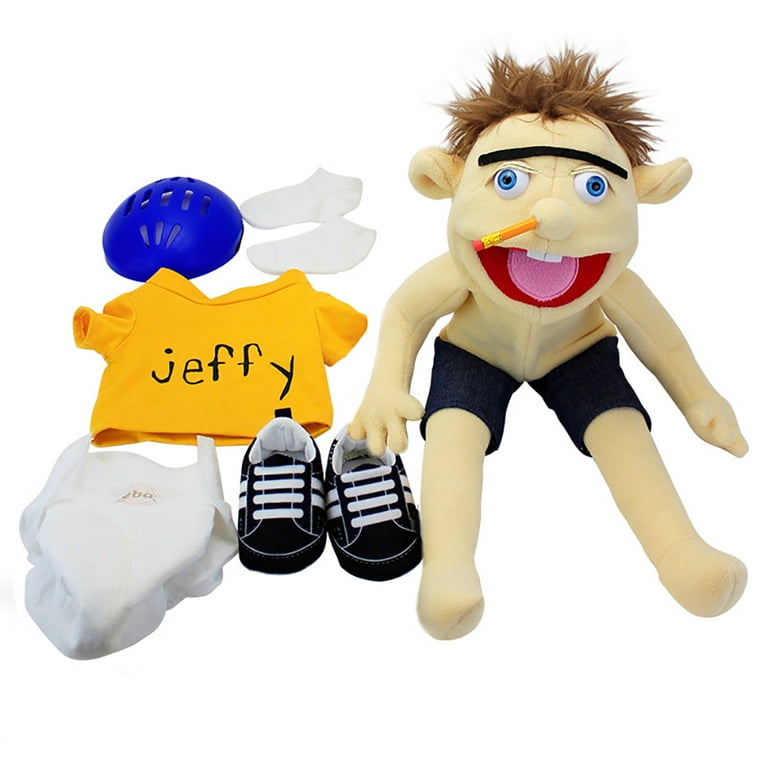 22.8 Jeffy Plush Toy Cosplay Jeffy Hat Hand Puppet Game Stuffed Doll Gift  for Kids
