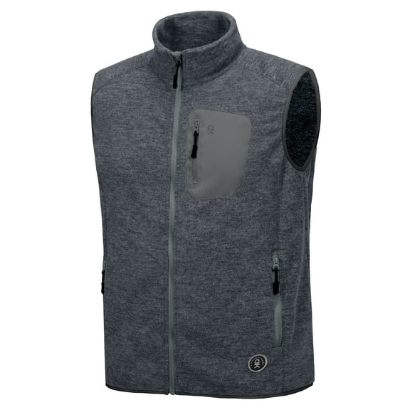 Little Donkey Andy Men's Fleece Vest Full Zip Sweater,Lightweight Warm Sleeveless Jacket for Hiking Golf Heathered Black S