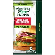 MorningStar Farms Vegetarian Spicy Black Bean Veggie Burgers, 18.9 oz, 8 Count (Frozen)