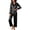Black, variant on Womens Silk Satin Pajama Sets 2 Piece Sleepwear Pjs Set Long Sleeve Button Down Top and Pants Stripe Loungewear
