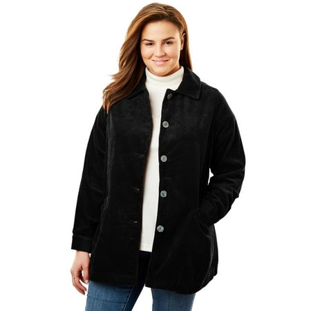 Woman Within - Plus Size Jacket In Plush Pleated Corduroy - Walmart.com