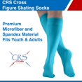 thumbnail image 2 of CRS Cross Figure Skating Socks (2 Pair) Premium Knee High Tights for Ice Skates, Footed Skate Socks, Ice Skating Socks, Dance (Toe Loop Turquoise), 2 of 8