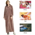 thumbnail image 6 of AMITOFO Long Hooded Robes for Women Soft Warm Fleece Zipper Bathrobe with Pockets and Jacquard Pattern, 6 of 7