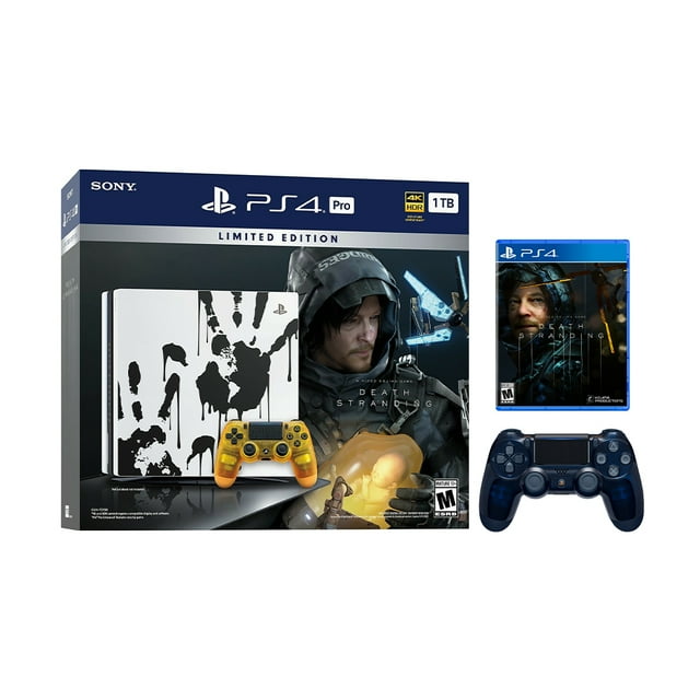 PlayStation 4 Pro 1TB Limited Death Stranding Edition 4K HDR Gaming Console Bundle With an Extra Sony 500 Million Limited Edition Translucent Blue DualShock 4 Wireless Controller