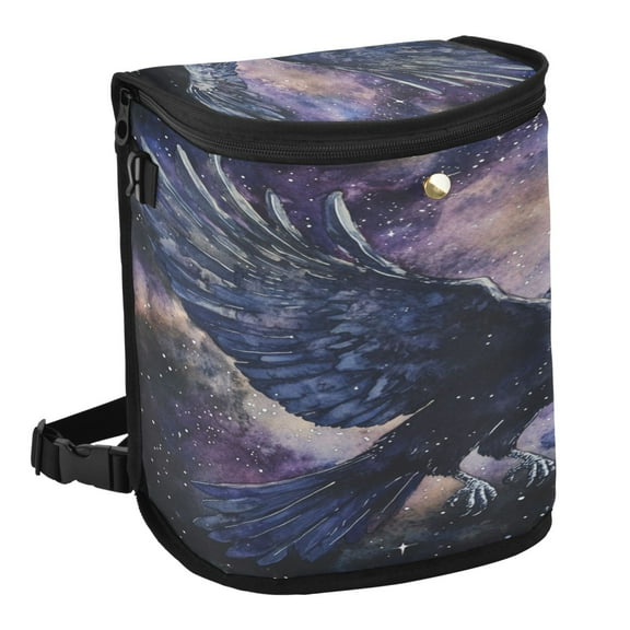 Qxltty The Starry Night Crow Car Trash Can with Lid Vehicle Backseat Hanging Leak Proof Storage Bin