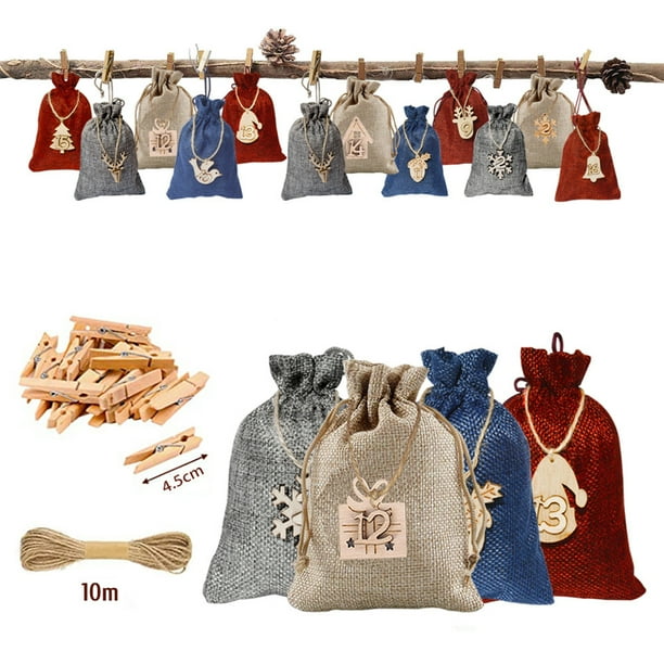 De Adviento Para Bolsas De Relleno Bolsa De Regalo Con Cordón De Navidad Diy Con Clips Y Cuerda De Cáñamo Para Decoración De Navidad Favor De Fiesta 24 Calendario Sweethay HA038437-00