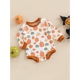 thumbnail image 3 of GXFC Infant Baby Girls Halloween Romper Newborn Girls Long Sleeve Pumpkin Print One Piece Jumpsuit Halloween Bodysuit Costume 0-24M, 3 of 7