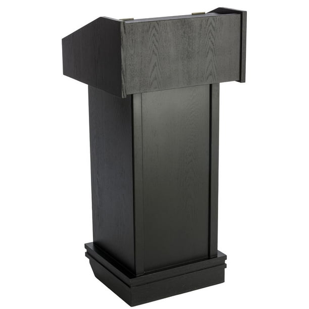 Rolling Hostess Restaurant Podium, 3 Hidden Compartments (Black Wood