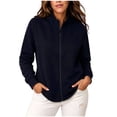 thumbnail image 3 of Josdec Women's Full Zip Sweatshirt Jacket Long Sleeve Stand Collar Dual Side Pockets Ribbed Cuff Solid Color Casual Coat Tops M-4XL, 3 of 6