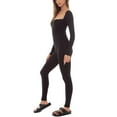 thumbnail image 3 of Women Yoga Jumpsuitas Long Sleeve Ribbed Knit Bodycon Jumpsuit Full Body Romper One Piece Workout Outfit, 3 of 9