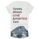 thumbnail image 2 of Camiseta patriótica para mujer del 4 de julio: estampado «Loves America Too», cuello redondo, top informal de verano - S-XXXL, 2 of 3