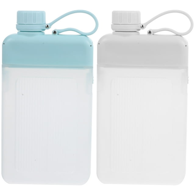 2Pcs Flat Water Bottle Portable Juice Containers Camping Water Bottle Slim Travel Water Bottle