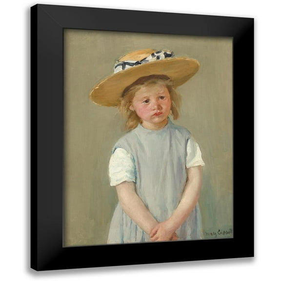 Cassatt, Mary 12x14 Black Modern Framed Museum Art Print Titled - Child in a Straw Hat