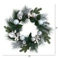 thumbnail image 2 of Nearly Natural 24in. Pinecones and Berries Christmas Artificial Wreath with Silver Ornaments, 2 of 4