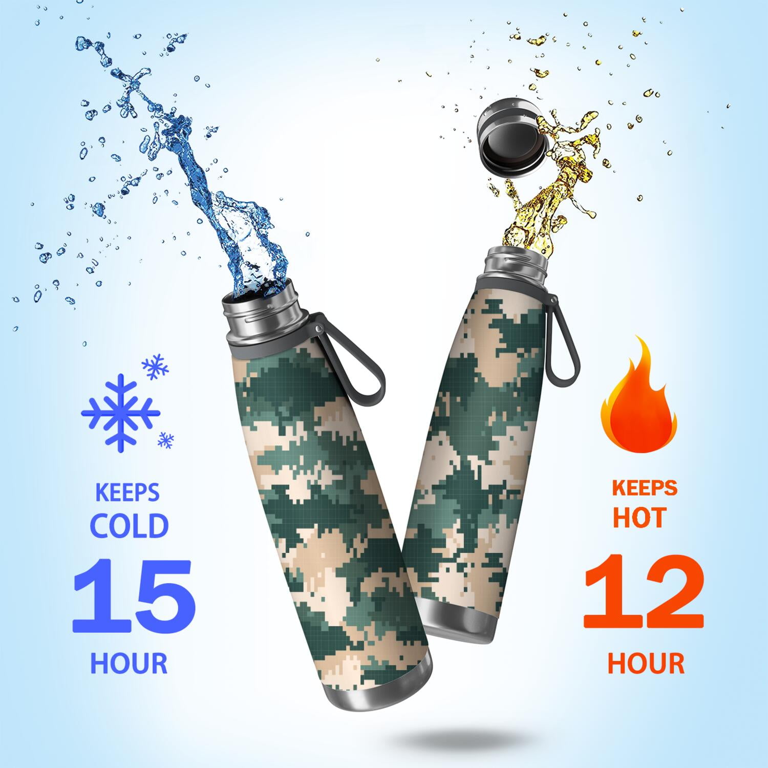 29oz Insulated Water Bottle with Tea Infuser, Stainless Steel Travel Mug, Camouflage Print