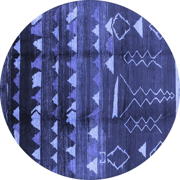 Ahgly Company Indoor Round Solid Blue Modern Area Rugs, 3' Round