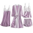 thumbnail image 2 of Aueoeo Women Lounge Set, Women's 4 Piece Sleepwear Lace Cami Top and Shorts Pajama Set with Robe Cardigan and Nightgown Lounge Set, 2 of 4