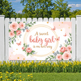 thumbnail image 6 of Floral Design Baby Shower Banner Girl Arrival Pink Flowers Butterfly Decoration for Newborn Celebration Party Event, 6 of 8
