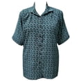 thumbnail image 1 of A Personal Touch Women's Plus Size Short Sleeve Button-Front Tunic with Pleats - Green Shells - 6x, 1 of 3