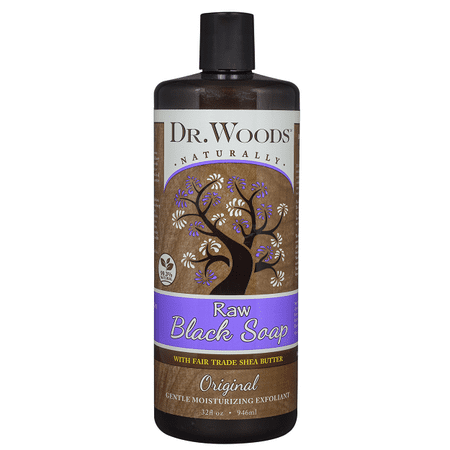 Dr. Woods African Raw Black Vegan Liquid Castile Soap with Organic Shea Butter, 32 Ounce