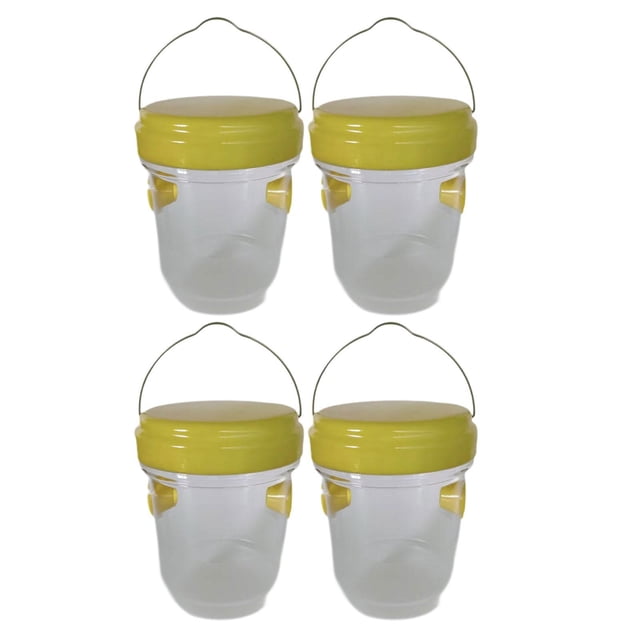 4 trampas para avispas colgantes para exteriores, reutilizables, eficaces para granjas y moscas. Amarillo