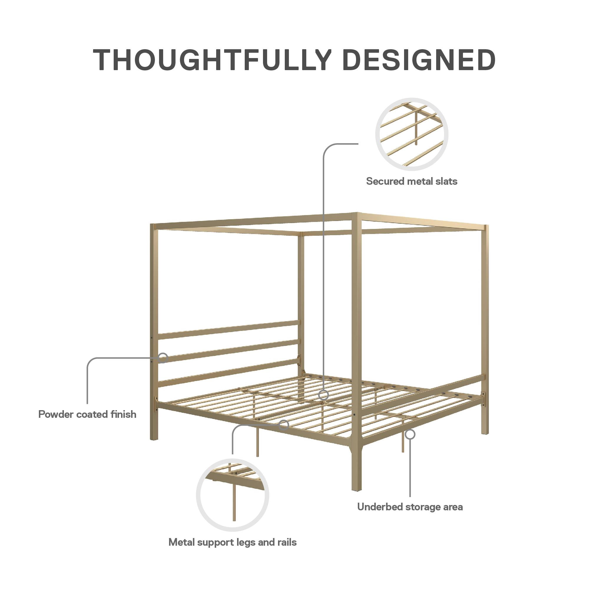 DHP Modern Canopy Gold Metal Bed, King
