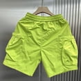 thumbnail image 4 of JTieacloth Mens Breathable Work Shorts Men's Summer Baggy Large Pocket Style Wide Leg Casual Quarter Pants,Green, 4 of 5
