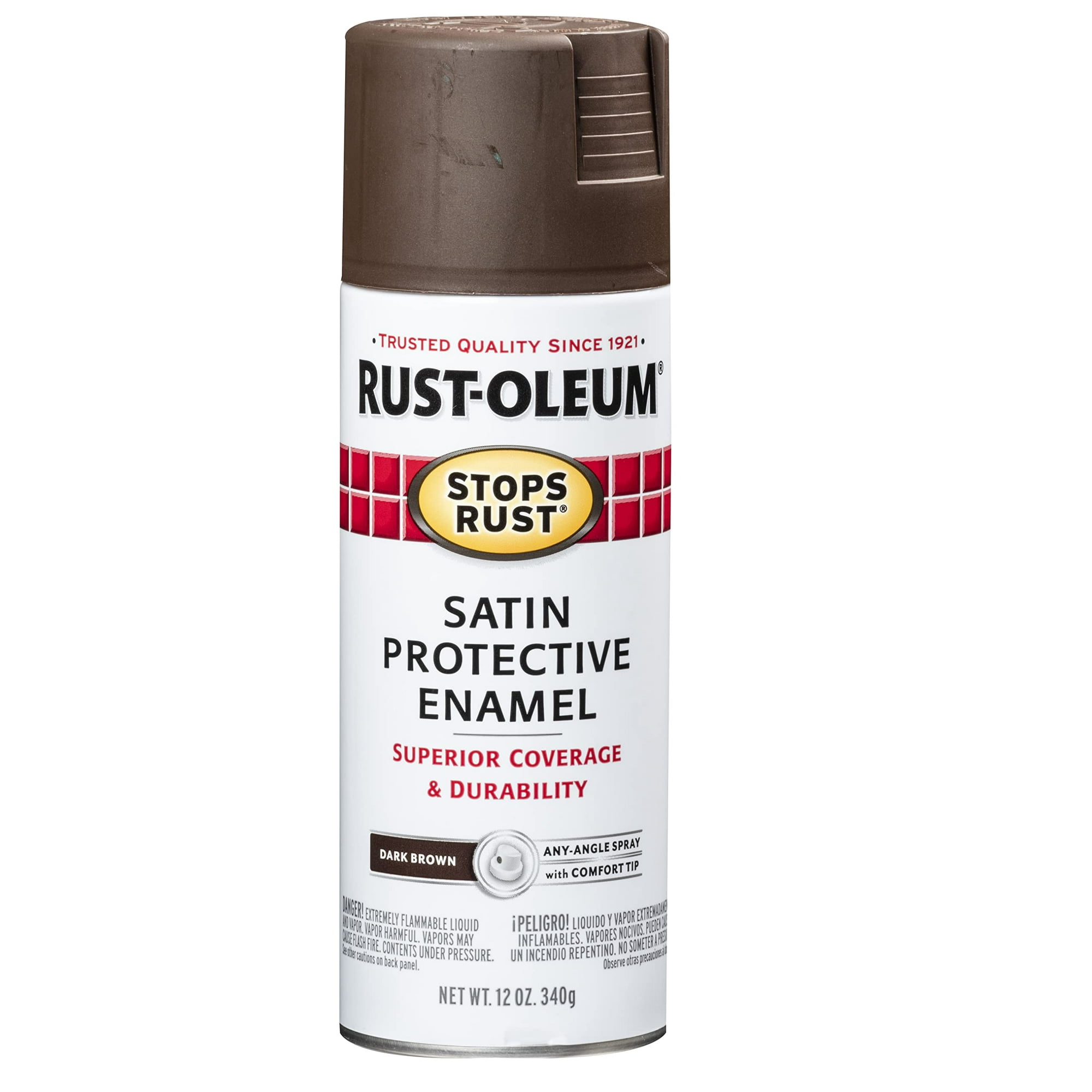 Rust-Oleum 241239 Stops Rust Spray Paint, 12 Oz, Satin Dark Brown
