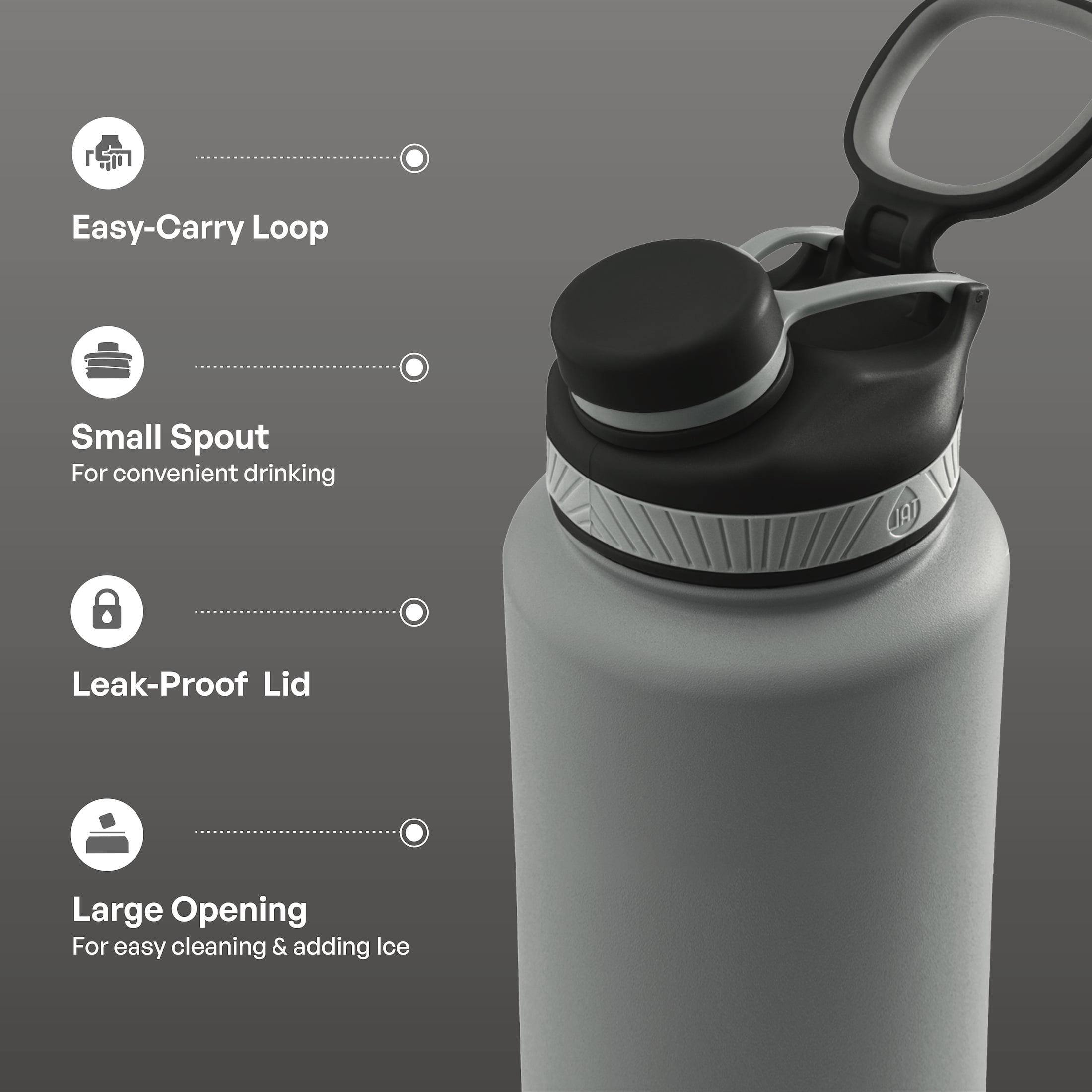 TAL Stainless Steel Ranger Water Bottle 40 fl oz, Gray