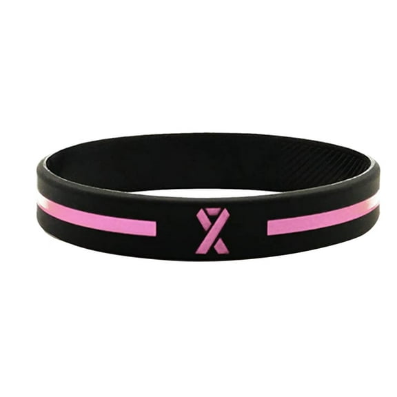 Yaman Bracelets Cancer Awareness Pink Ribbon Silicone Bracelet Wrist Band Silica gel